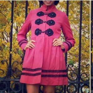 NWOT Embroidered Floral Chic Peacoat.